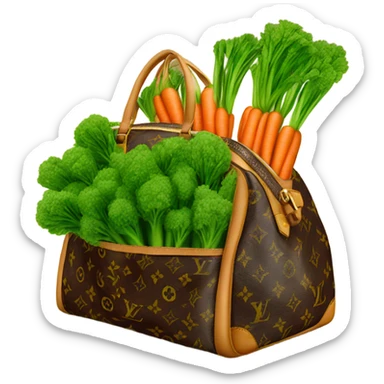 Louis Vuitton bag filled with green carrots sticker