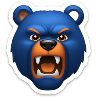 Dark Blue / Orange Bear angry sticker