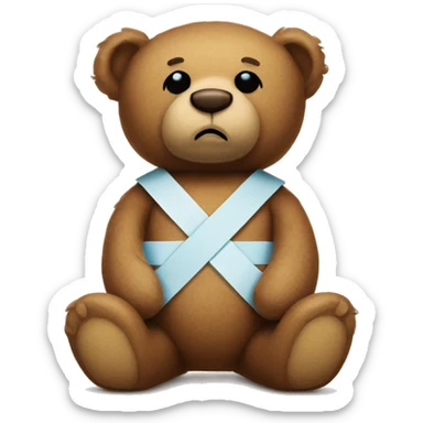 teddy bear with bandaid sad sticker