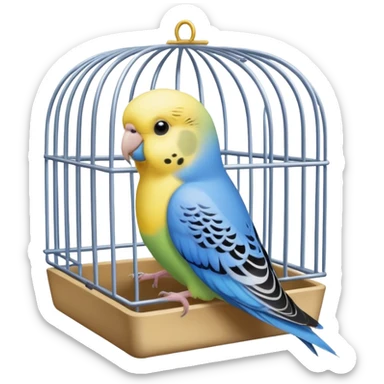 Budgie in mini cage sticker