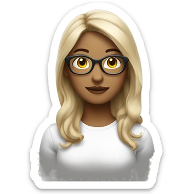 femme chatain cheveux mi long avec lunette sticker