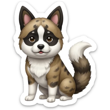 Brindle white and black Akita with brindle fur pointed ears  sticker