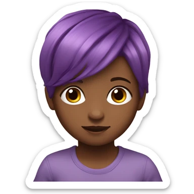 Purple hair cutie with a brown hair baby sticker