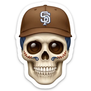 Skull día de muertos wearing brown San Diego padres  cap  sticker