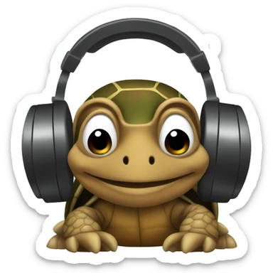 brown turtle with headphones sticker