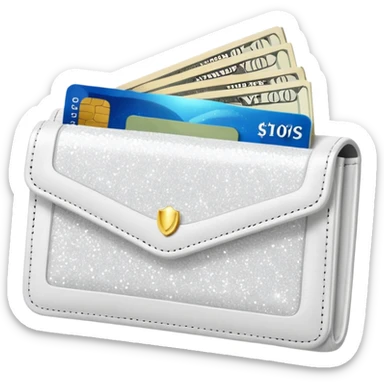 glitter white wallet with money and card sticker