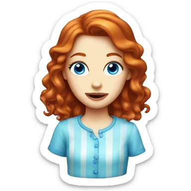 redhead girl blue eyes ice cream face sticker