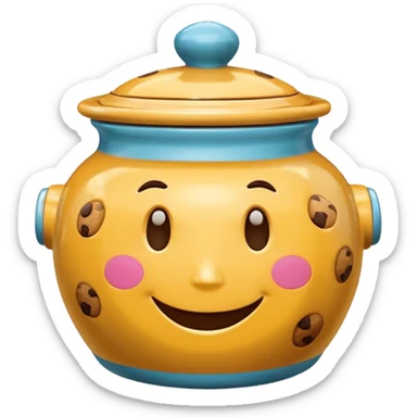 Cookie jar with cartoon face and smile sticker