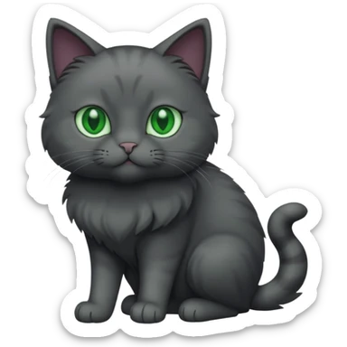 full body completely solid dark grey cat with green eyes and white paws sticker
