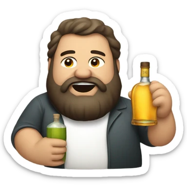 Fat bearded drunk man in tequila  sticker