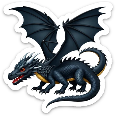 Dragón negro volando  sticker