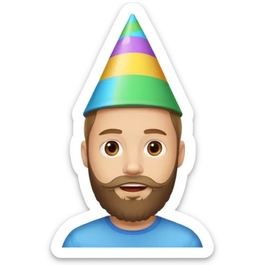 young man with a beard, happy birthday boy sticker