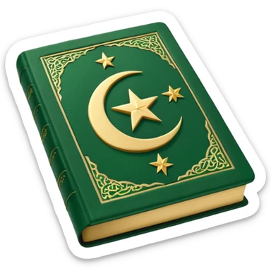 Closed Quran with the Islamic Symbol on it (moon and star) green and only 1 star sticker