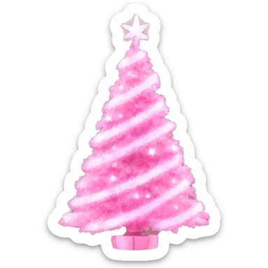 aesthetic pink christmas tree sticker