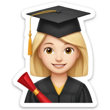 emoji student at university with graduation cap and airplane, happy, white background, sticker