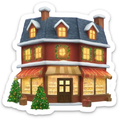 Christmas shop with Christmas lights  sticker