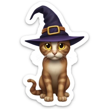 Cat with a witch hat and jacked legs sticker