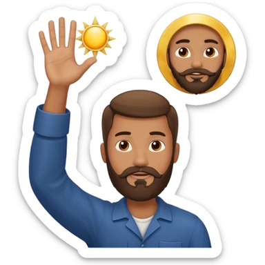 joshua bible chracter bearded man raising his hand stopping the sun & moon to continue the war sticker