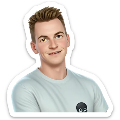 smiling boy in white shirt sticker
