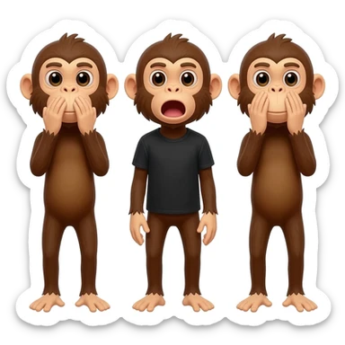 Monkey saying Omerta 47 ! With a black shirt having 3 monkeys one covering his mouth other one  covering his ears and other one covering his eyes sticker