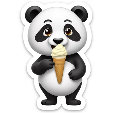 Panda eating ice cream sticker