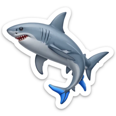 A  3 leged shark with blue nike shoes  sticker