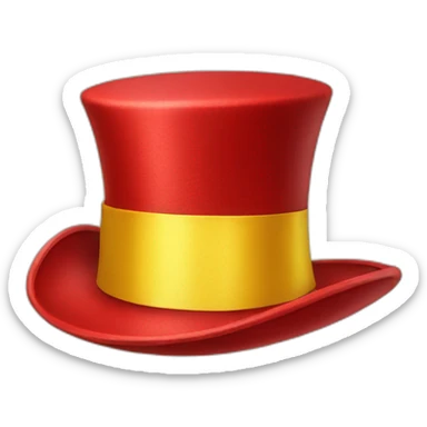 red top hat with yellow ribbon sticker