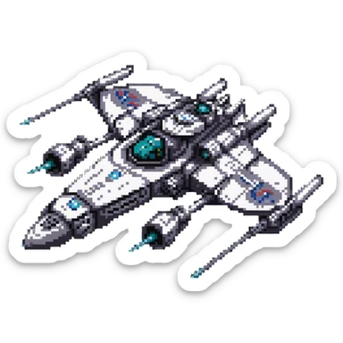 battle-worn space cruiser with weapon turrets sticker