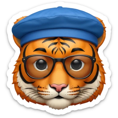 tiger in sunglasses with blue berets sticker