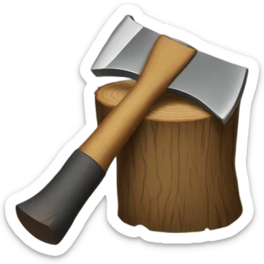 An axe stuck in a log sticker