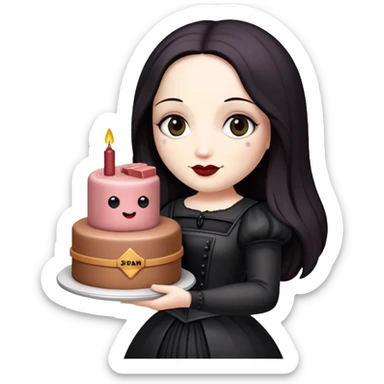 goth monalisa holding a SPAM MEAT  birthday cake  sticker