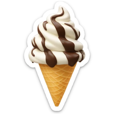 Chocolate and vanilla swirl soft serve on a cone sticker