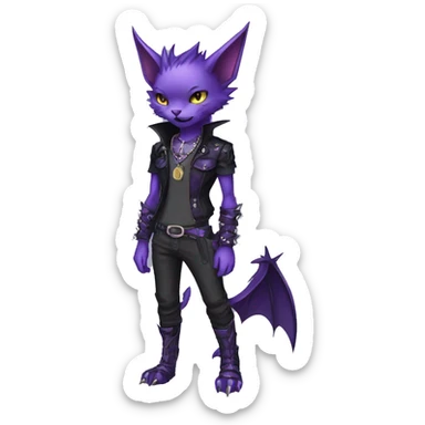 cool edgy black punk Purple nargacuga-bat-cat-animal hybrid Fakemon collar full body sticker