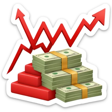 lose money, red stock graph and money sticker
