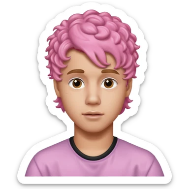 justin bieber with pink curly hair sticker