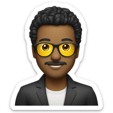 white entreprenuer with yellow tinted glasses and combed black hair  sticker