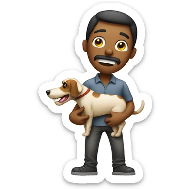 Man with dog bone in mouth  sticker