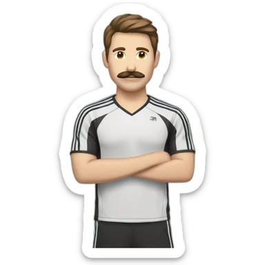 floh-white-man-badminton-muscle-brown-hair-one-arm-mustach sticker