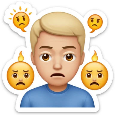 a person with a frustrated, annoyed look, emoji style, simple and expressive sticker