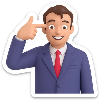 Change the playful person so they point the finger gun at their temple, in the classic 'blowing brains out' pose (not graphic), with a big smile. Keep the background transparent. sticker
