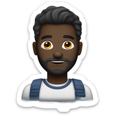 Handsome deep dark skin man with beard and high fade sticker