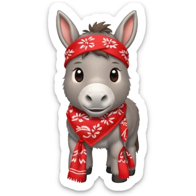 adorable donkey with a red bandana sticker