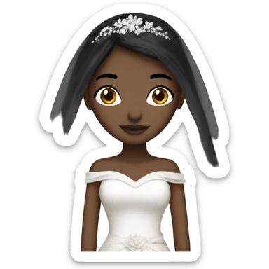 White bride with black veil sticker
