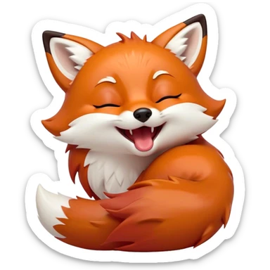 Cinematic Cute Yawning Fox Portrait Emoji, Head tilted slightly with a dramatic, wide-open yawn, showcasing a soft, velvety red Fur with subtle white accents, floppy ears slightly drooping, round amber eyes barely open in drowsy contentment, Simplified yet irresistibly adorable features, highly detailed, glowing with a soft, cozy glow, high shine, relaxed yet expressive, stylized with a touch of natural whimsy, bright and endearing, soft glowing outline, capturing the essence of a sleepy yet affectionate fox, so drowsy it feels like it could stretch right out of the screen and curl up for a nap! sticker