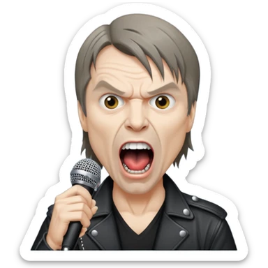 bruce dickinson, metal musician, screaming with mirophone sticker
