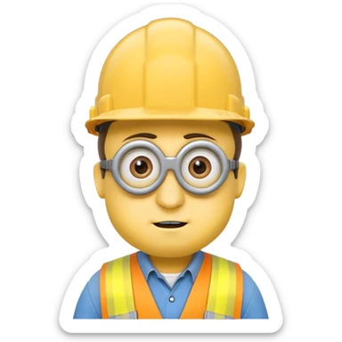 Minion with big head wearing hard hat sticker