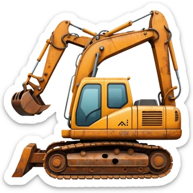 Pain on an excavator sticker