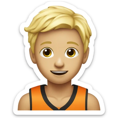 young blonde boy doing sports photography at a basketball game sticker