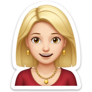 Female with Gold Necklace, fair skin, different expressions sticker