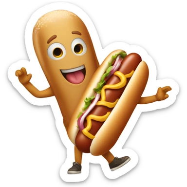 Hot dog dancing with a boy sticker